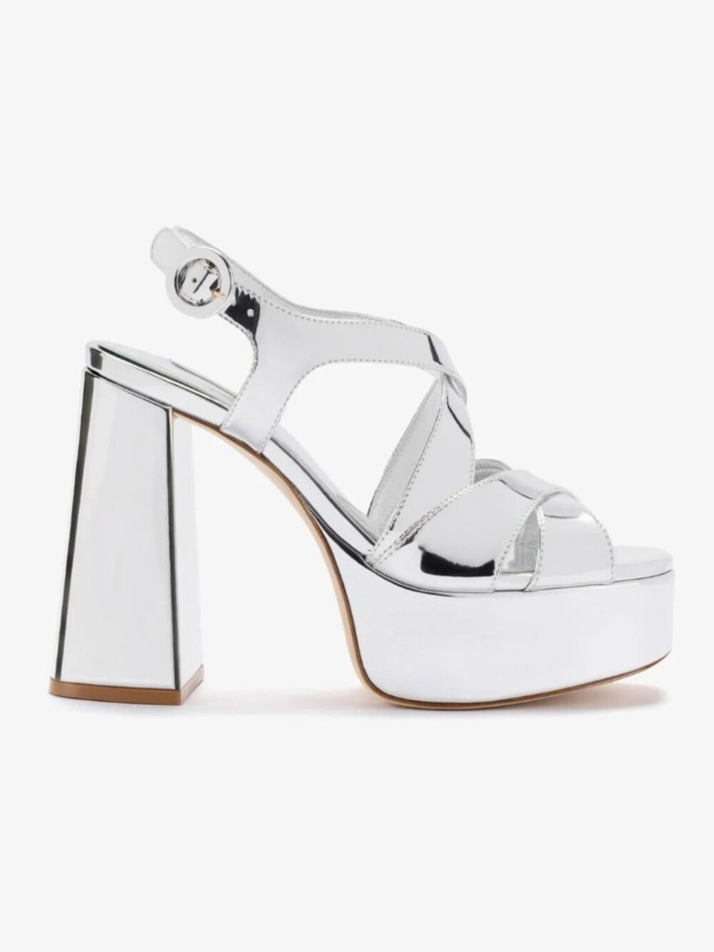 New! Larroudé Bee Sandal In Silver Specchio Metallic Size 8.5 DD559